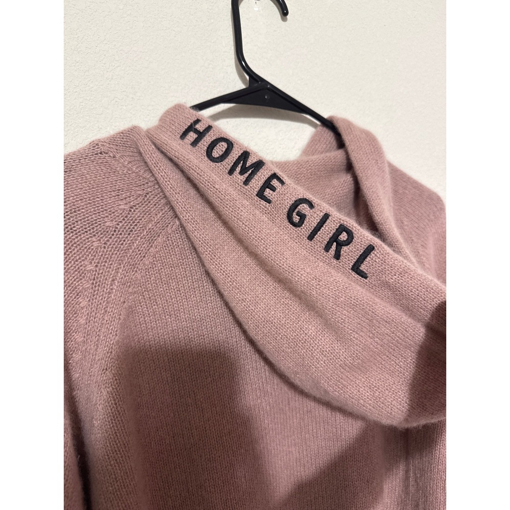 Skull Cashmere Pink Lightweight Hoodie Women's Large Home Girl Embroidered Hood - Picture 5 of 7